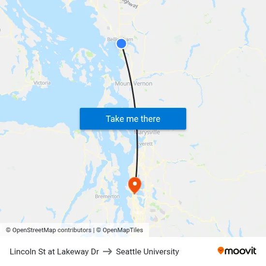 Lincoln St at Lakeway Dr to Seattle University map