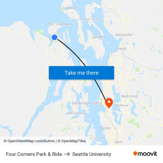 Four Corners Park & Ride to Seattle University map