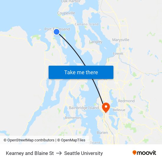 Kearney and Blaine St to Seattle University map