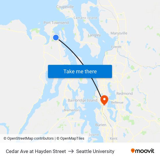 Cedar Ave at Hayden Street to Seattle University map