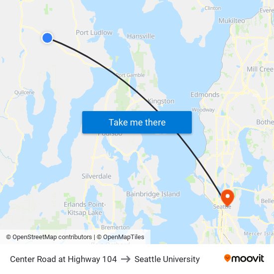 Center Road at Highway 104 to Seattle University map