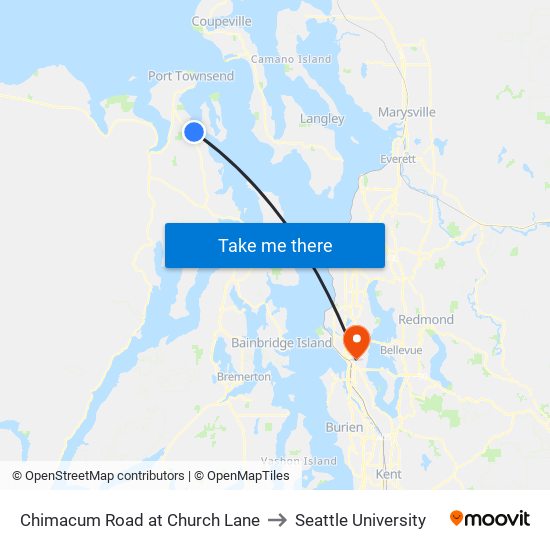 Chimacum Road at Church Lane to Seattle University map