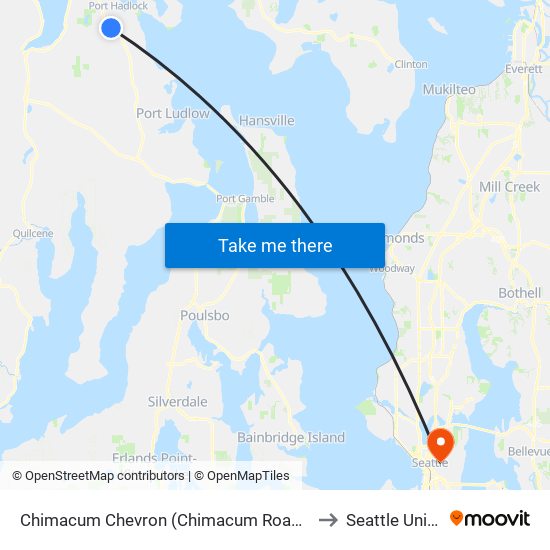 Chimacum Chevron (Chimacum Road at Highway 19) to Seattle University map