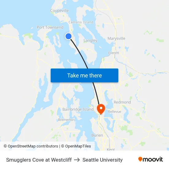 Smugglers Cove at Westcliff to Seattle University map