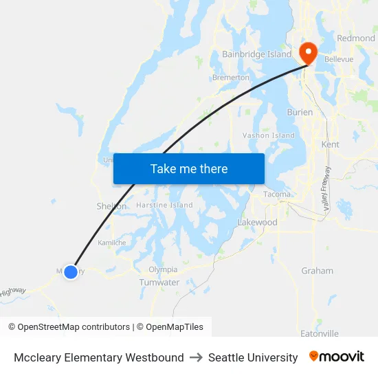 Mccleary Elementary Westbound to Seattle University map