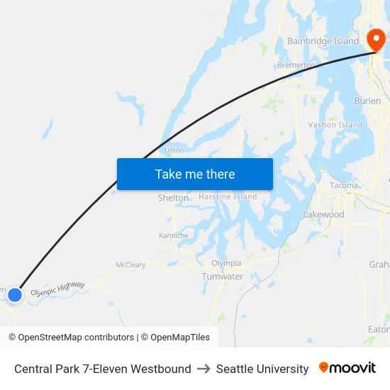 Central Park 7-Eleven Westbound to Seattle University map
