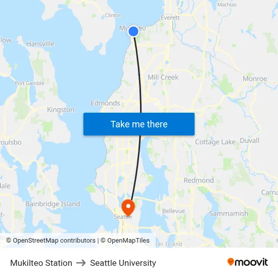Mukilteo Station to Seattle University map