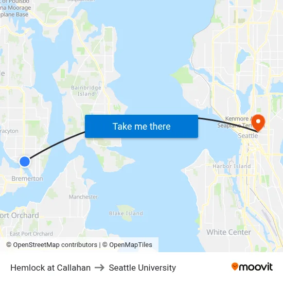 Hemlock at Callahan to Seattle University map