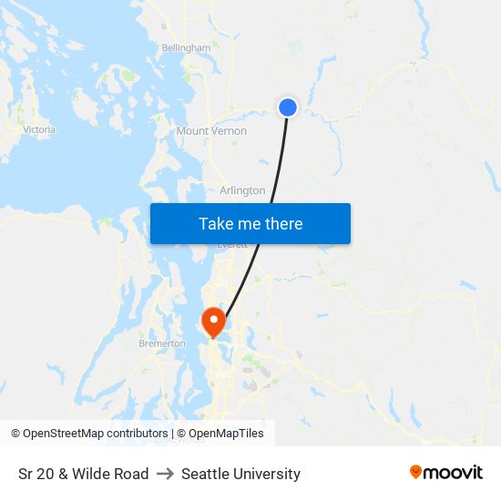 Sr 20 & Wilde Road to Seattle University map