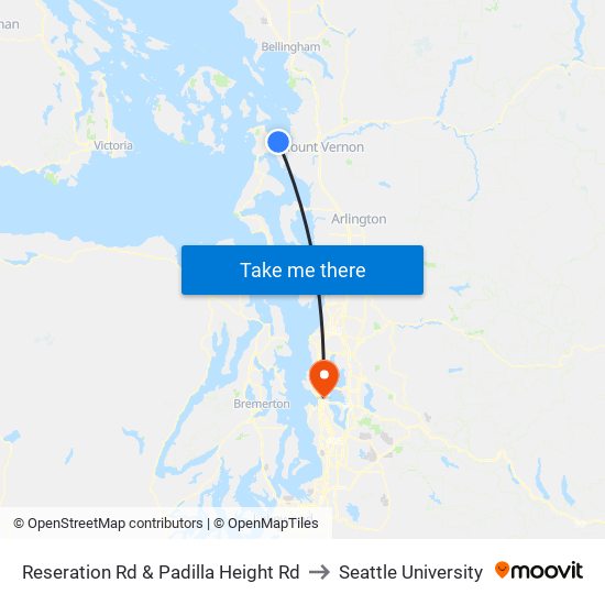 Reseration Rd & Padilla Height Rd to Seattle University map