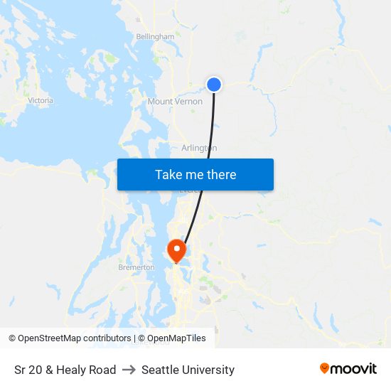 Sr 20 & Healy Road to Seattle University map