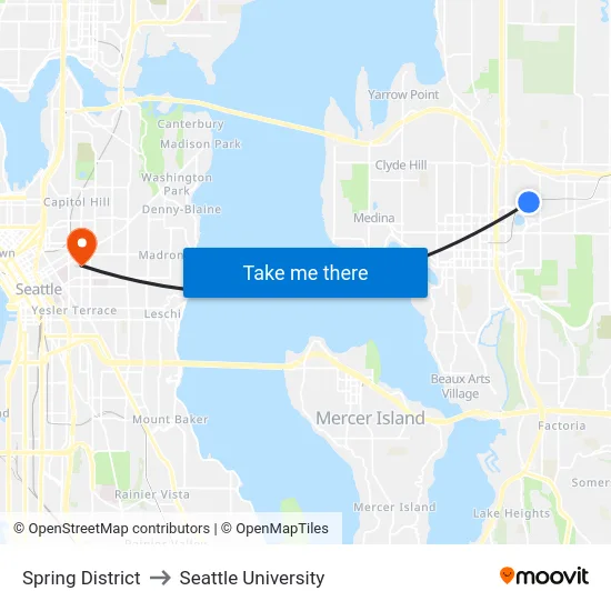 Spring District to Seattle University map