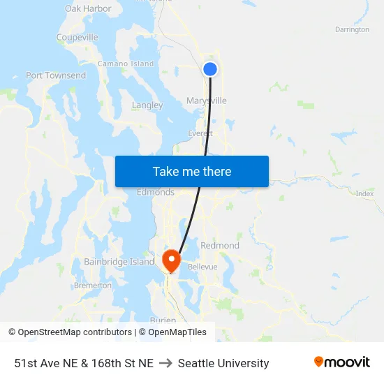 51st Ave NE & 168th St NE to Seattle University map