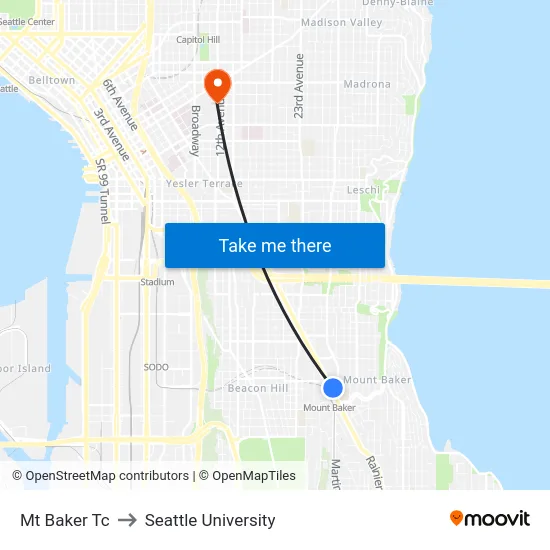 Mt Baker Tc to Seattle University map