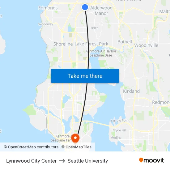 Lynnwood City Center to Seattle University map
