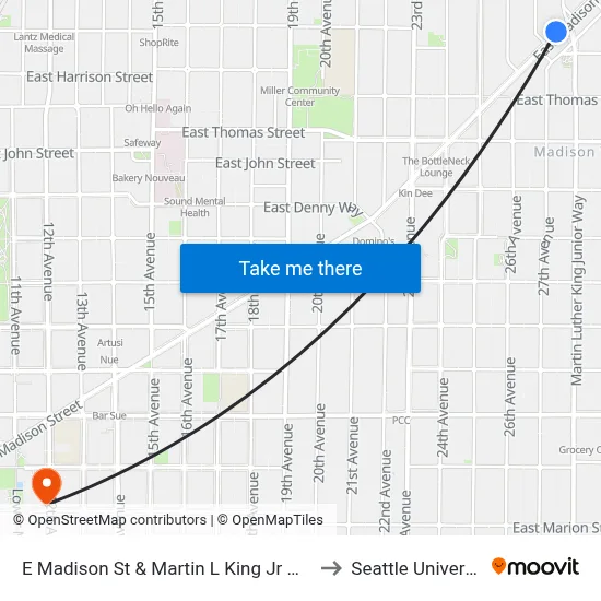 E Madison St & Martin L King Jr Way E to Seattle University map