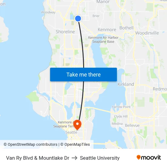 Van Ry Blvd & Mountlake Dr to Seattle University map