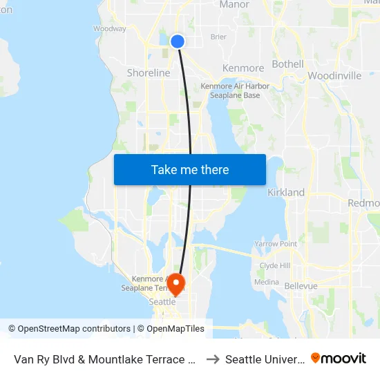 Van Ry Blvd & Terrace Station to Seattle University map