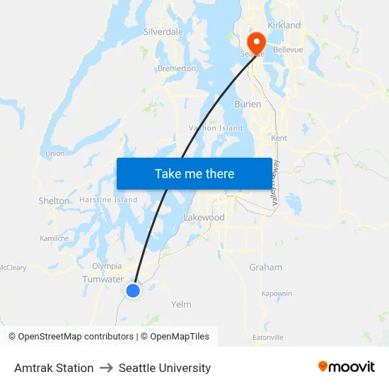 Amtrak Station to Seattle University map