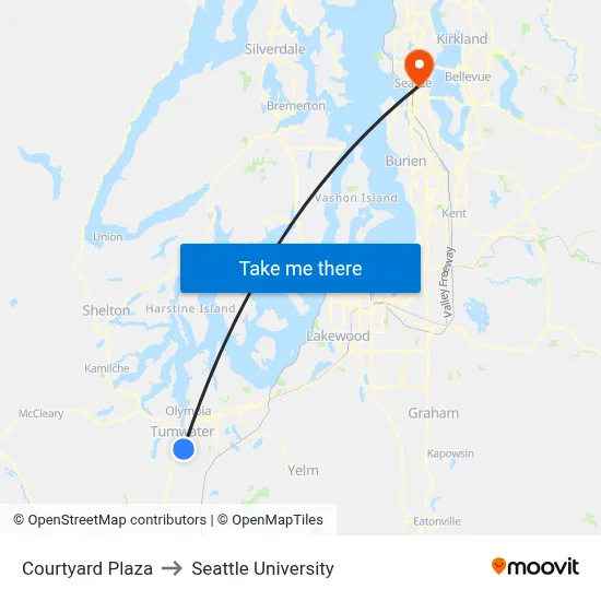 Courtyard Plaza to Seattle University map