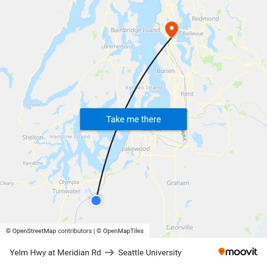 Yelm Hwy at Meridian Rd to Seattle University map
