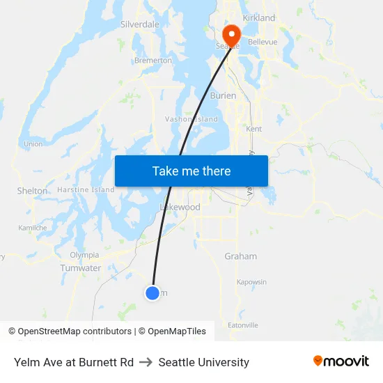 Yelm Ave at Burnett Rd to Seattle University map