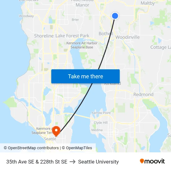 35th Ave SE & 228th St SE to Seattle University map