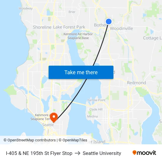 I-405 & NE 195th St Flyer Stop to Seattle University map