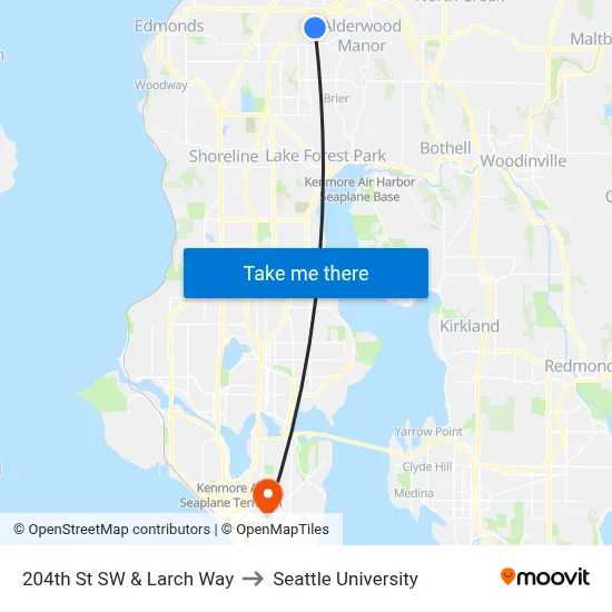 204th St SW & Larch Way to Seattle University map
