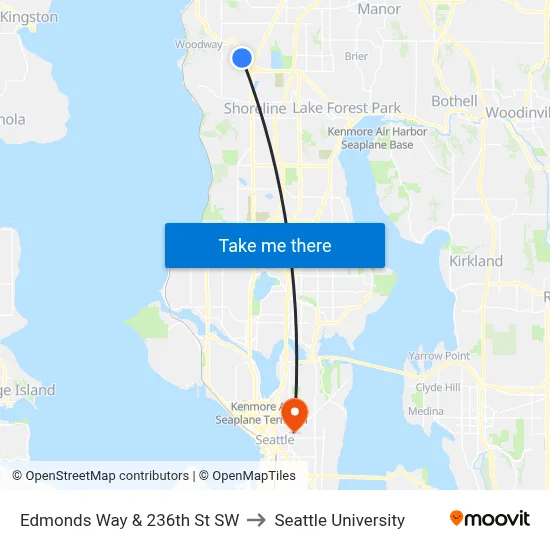 Edmonds Way & 236th St SW to Seattle University map