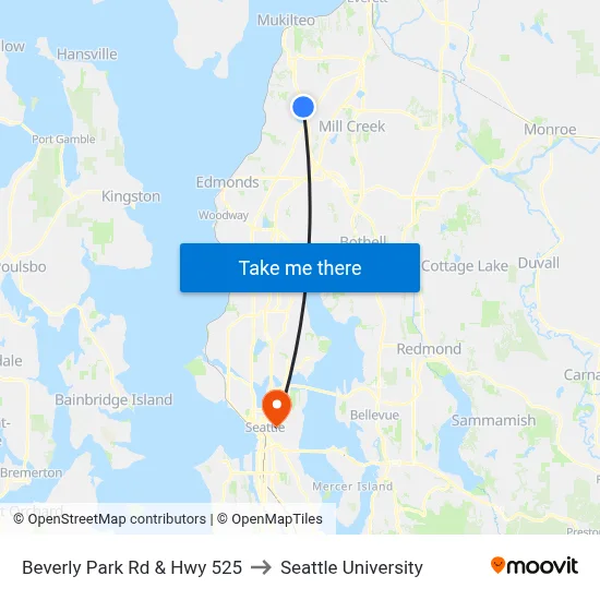 Beverly Park Rd & Hwy 525 to Seattle University map