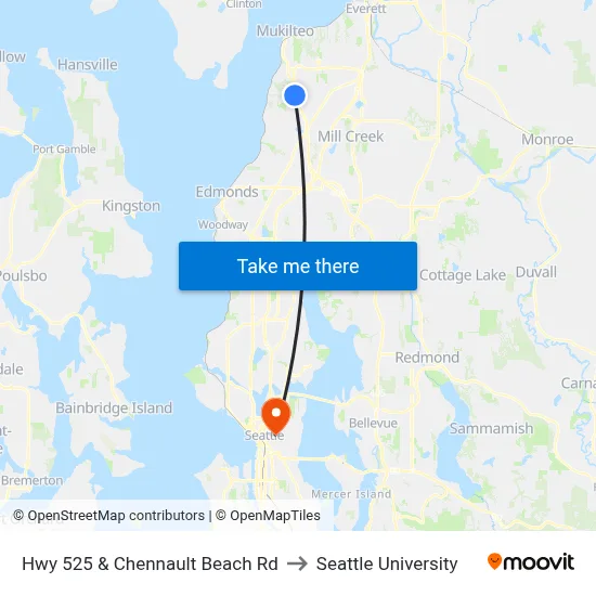 Hwy 525 & Chennault Beach Rd to Seattle University map