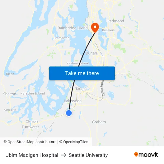 Jblm Madigan Hospital to Seattle University map