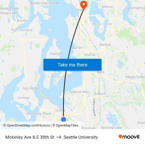 Mckinley Ave & E 38th St to Seattle University map
