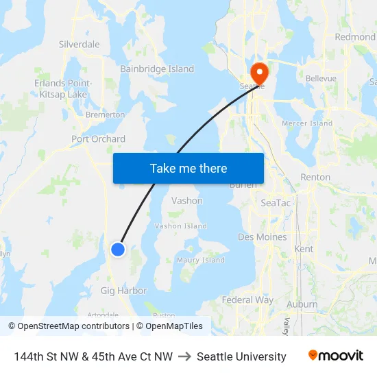 144th St NW & 45th Ave Ct NW to Seattle University map