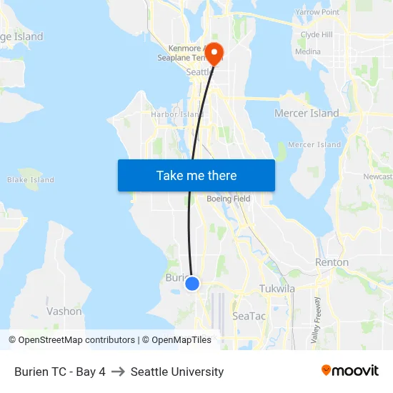 Burien TC - Bay 4 to Seattle University map