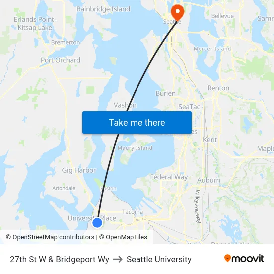 27th St W & Bridgeport Wy to Seattle University map