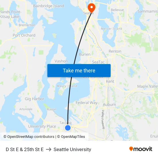 D St E & 25th St E to Seattle University map