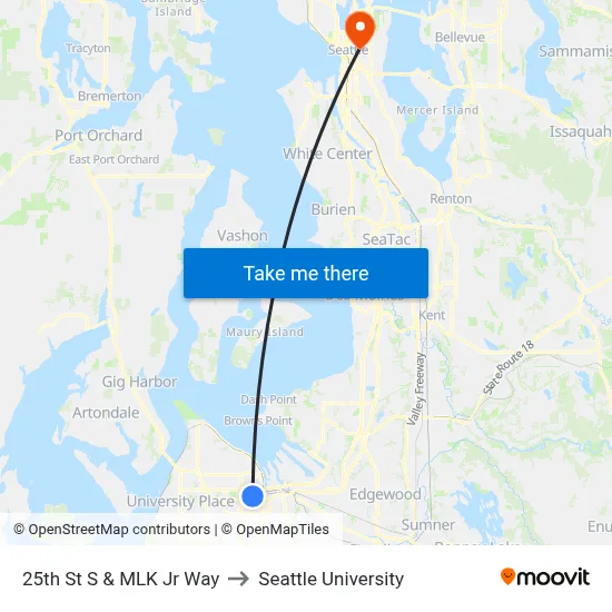 25th St S & MLK Jr Way to Seattle University map