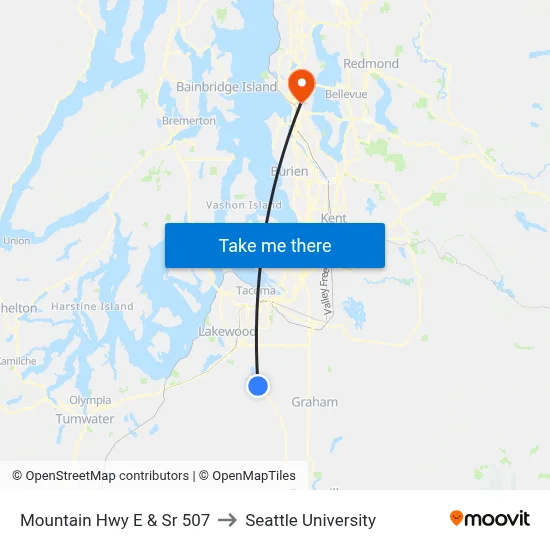 Mountain Hwy E & Sr 507 to Seattle University map
