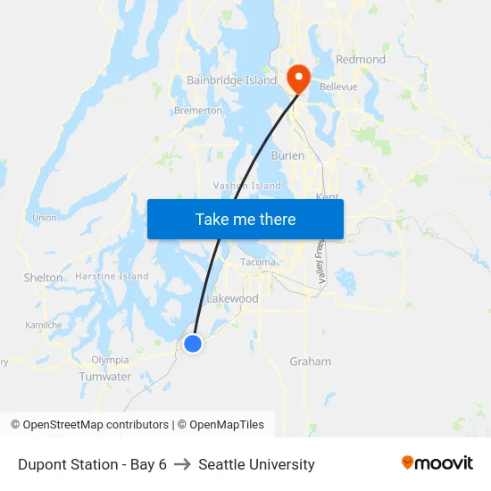 Dupont Station - Bay 6 to Seattle University map
