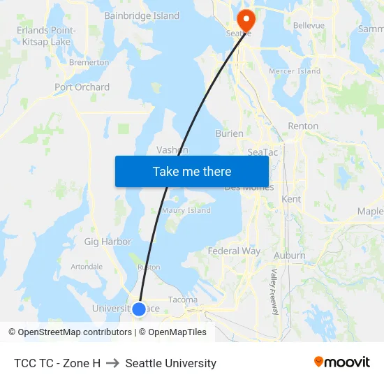 TCC TC - Zone H to Seattle University map