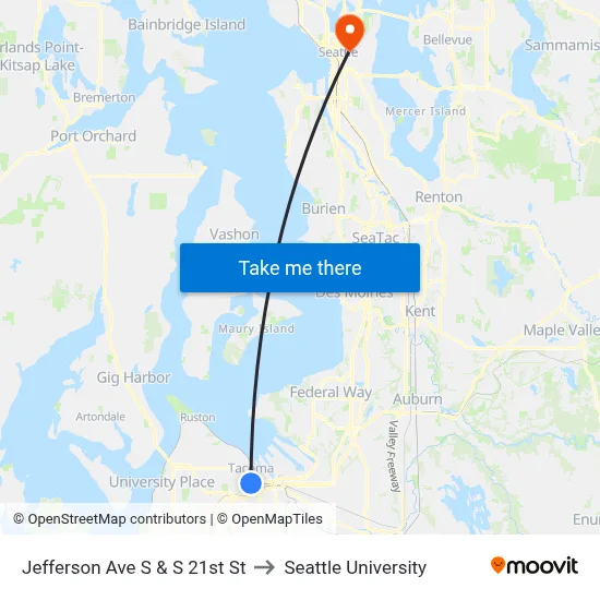 Jefferson Ave S & S 21st St to Seattle University map