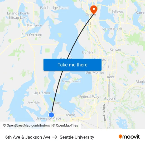 6th Ave & Jackson Ave to Seattle University map