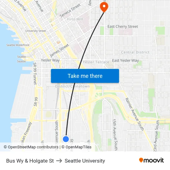 Bus Wy & Holgate St to Seattle University map