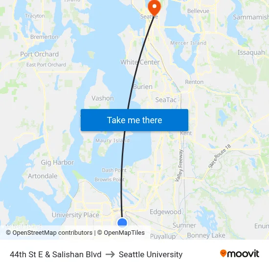 44th St E & Salishan Blvd to Seattle University map