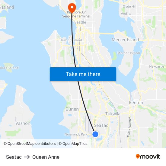 Seatac to Queen Anne map