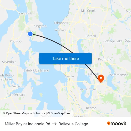 Miller Bay at Indianola Rd to Bellevue College map