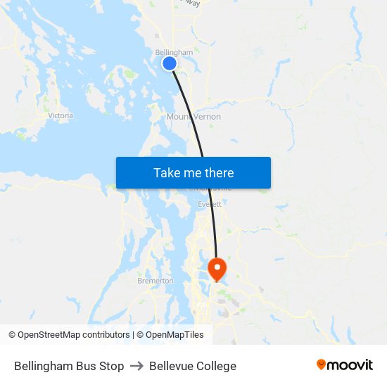 Bellingham Bus Stop to Bellevue College map