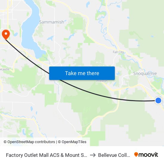 Factory Outlet Mall ACS & Mount Si Blvd to Bellevue College map